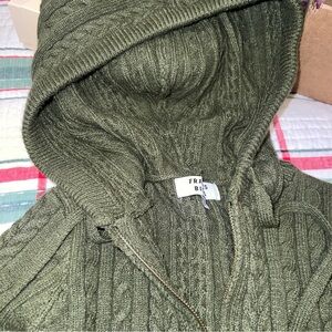 Frankie's Bikinis Olive Zip-Up Sweater